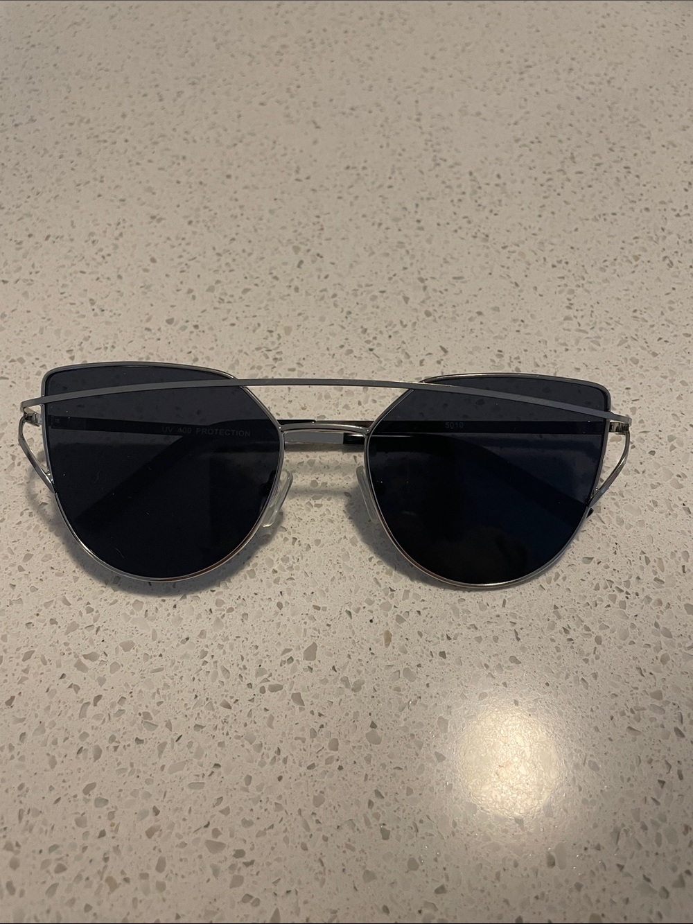Women’s Silver Frame Black Lens Fashion Sunglasses